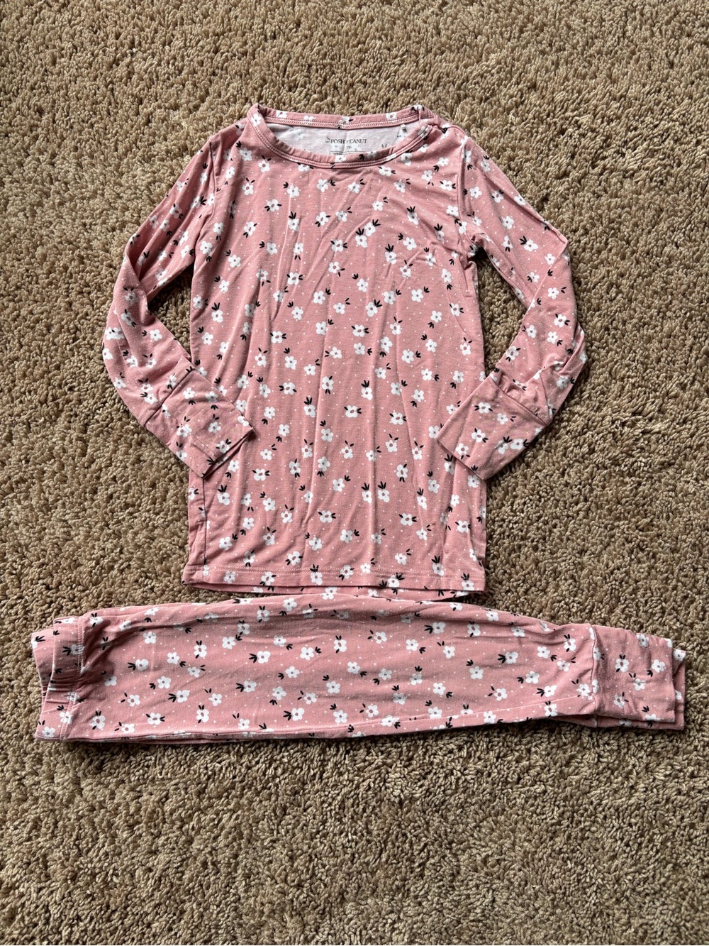 Posh Peanut Pink Floral Long Sleeve Kids Pajama Set